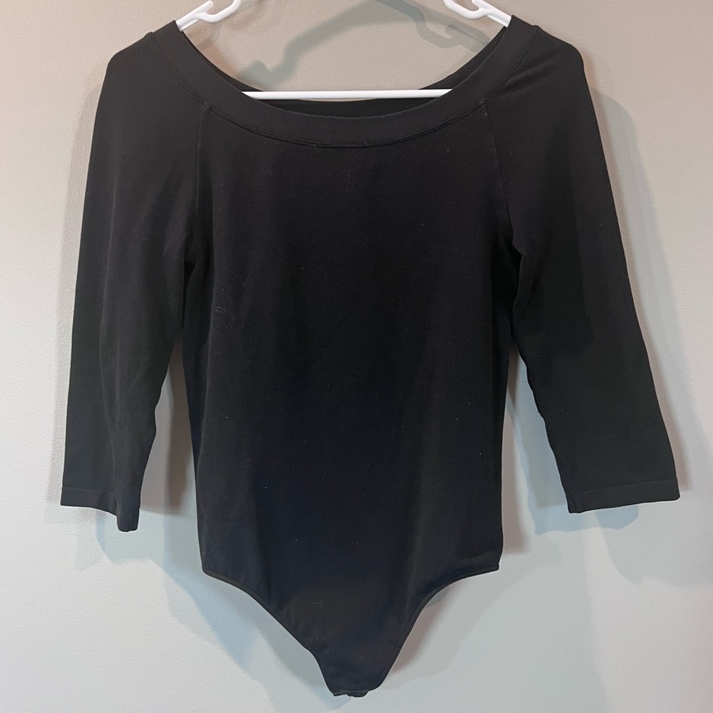 Wolford Women's Black Off the Shoulder Boatneck Bodysuit Medium M